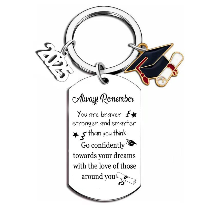 Wholesale Cross-border light luxury graduation season stainless steel keychain